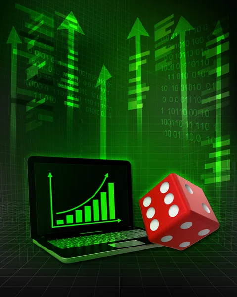 Lucky dice med positiv online resultat — Stockfoto