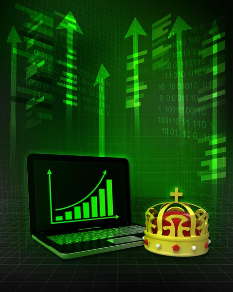 Royal krona med positiva online resultat — Stockfoto