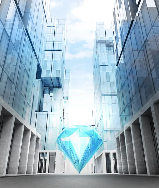 Luxurious diamond in business city — Stock Photo, Image