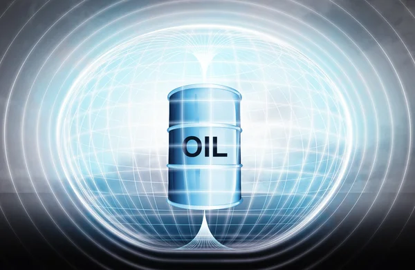 Oil barrel stuck in energy capsule — Stock Photo, Image