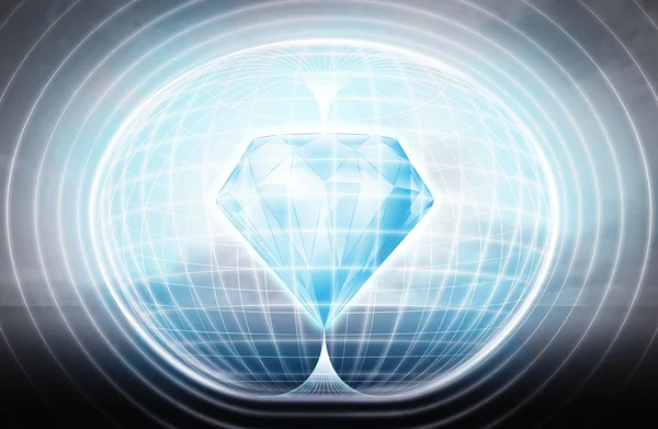 Blue diamond stuck in energy capsule — Stock Photo, Image