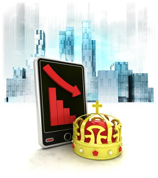 Koninklijke kroon met negatieve online resultaten in de zakenwijk — Stockfoto