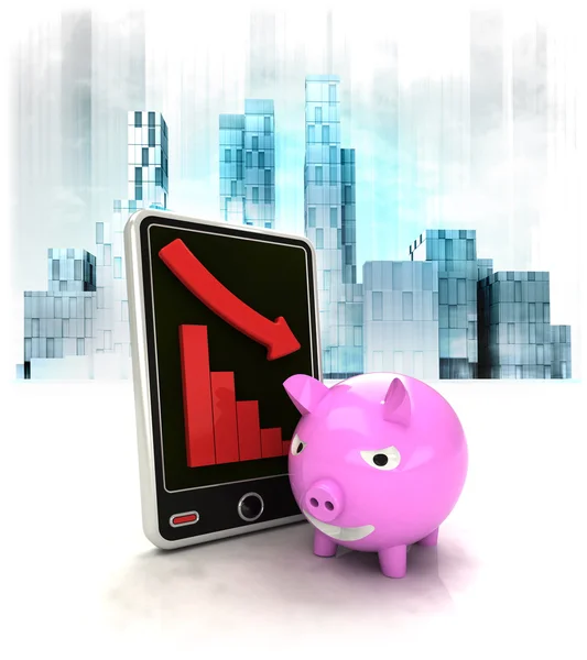 Pink pig with negative online results — Stock Photo, Image