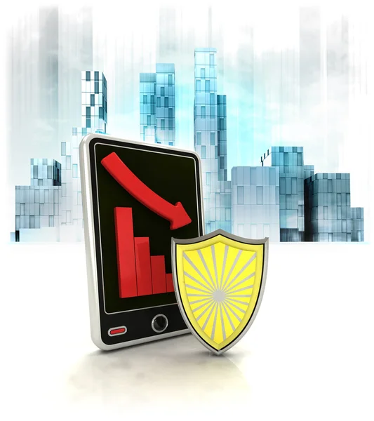 Shield protector with negative online results — Stock Photo, Image