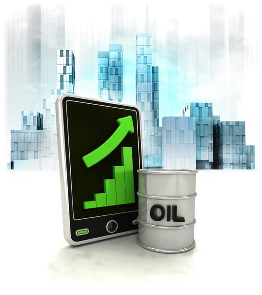 Το βαρέλι πετρελαίου με θετικά αποτελέσματα σε απευθείας σύνδεση — Φωτογραφία Αρχείου