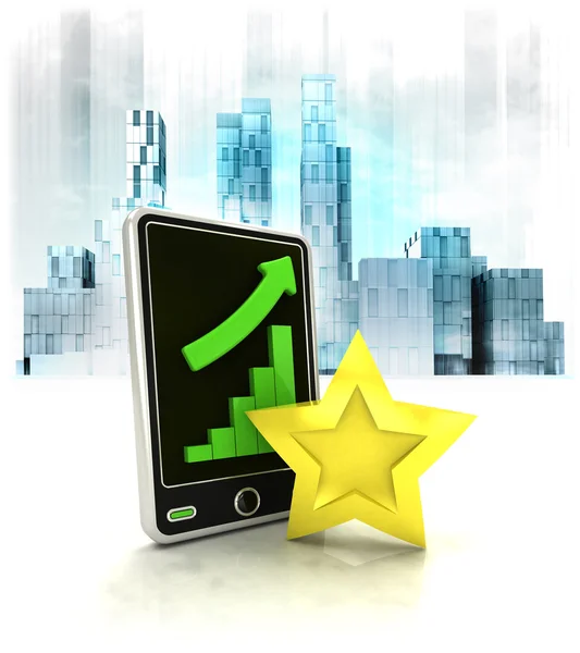 Golden star with positive online results — Stock Photo, Image