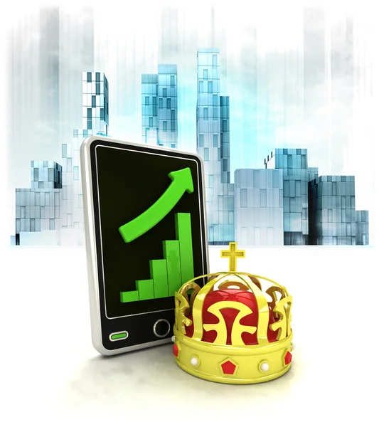 Royal crown with positive online results — Stock Photo, Image