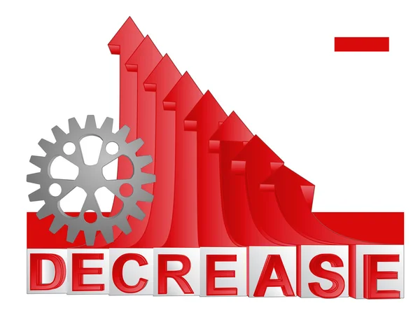 Parte da indústria de máquinas com vetor de gráfico seta descendente vermelho — Vetor de Stock