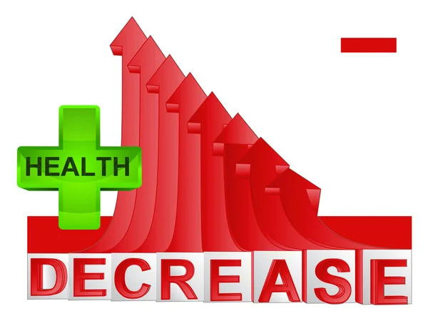 Estatísticas de saúde com vetor gráfico de seta descendente vermelho — Vetor de Stock