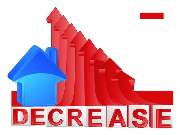 Hus egendom företag med röd fallande pilen diagram vektor — Stock vektor