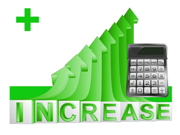 Kalkulator firmy na zielony rośnie strzałka wektor wykres — Wektor stockowy