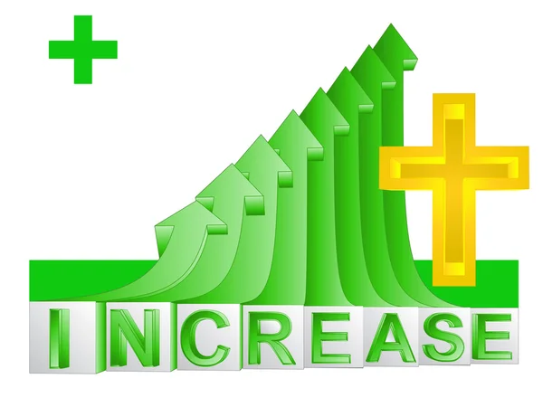 Positive business faith on green rising arrow graph vector — Stock Vector