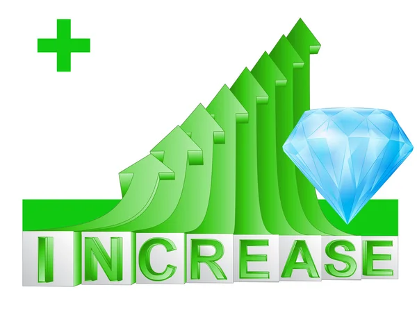 Diamond business on green rising arrow graph vector — Stock Vector