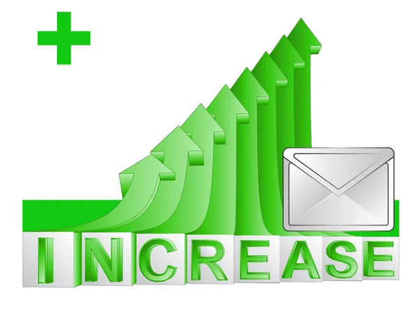 Messaggio stats sul vettore grafico freccia verde crescente — Vettoriale Stock