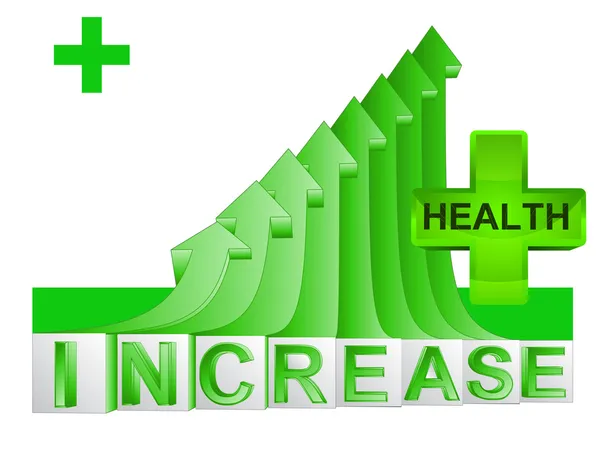 Estatísticas de saúde no verde crescente vector gráfico seta — Vetor de Stock