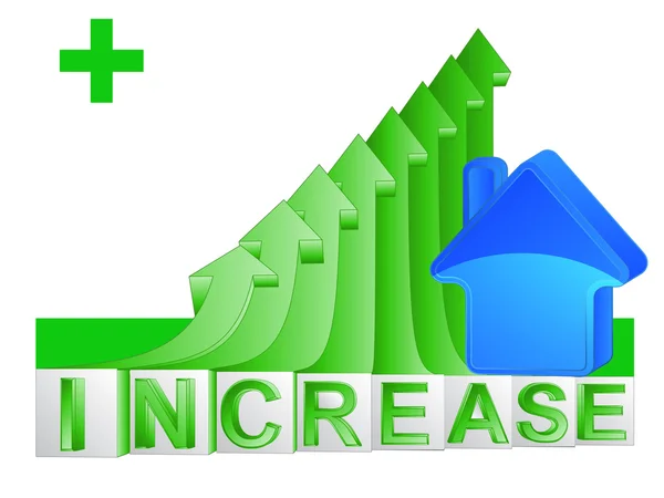 Casa negócio de propriedade no verde crescente vector gráfico seta —  Vetores de Stock