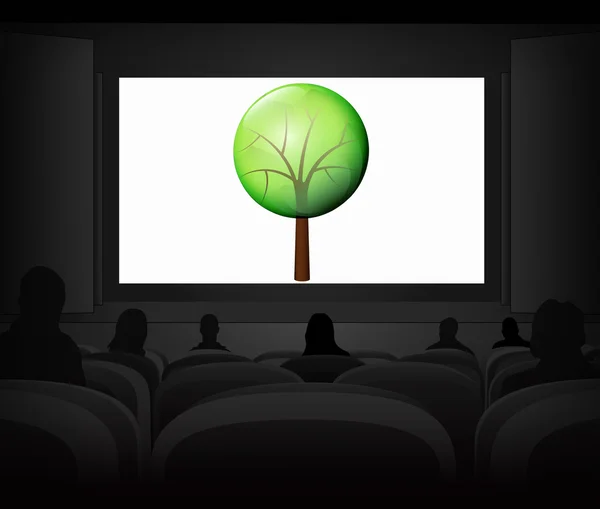 सिनेमा प्रक्षेपण वेक्टर के रूप में पत्तेदार पेड़ प्रकृति विज्ञापन — स्टॉक वेक्टर