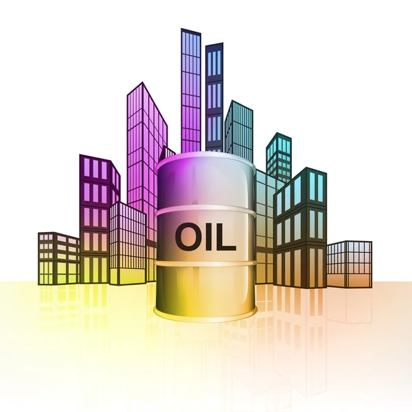 Indústria petrolífera com paisagem urbana colorida —  Vetores de Stock