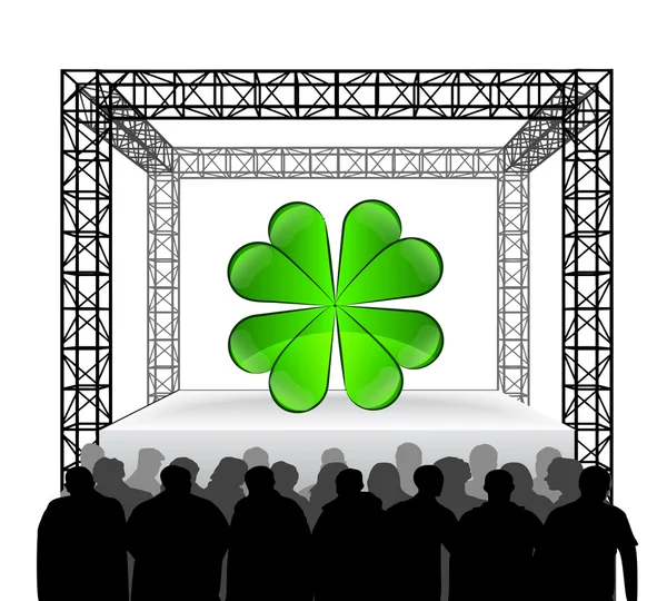 Cloverleaf happiness on festival stage — Stock Vector