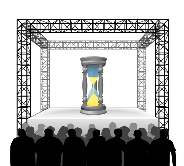 Time running on festival stage — Stock Vector