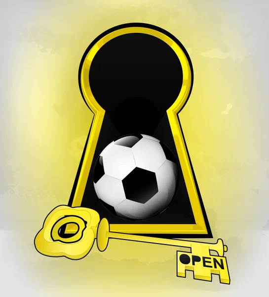 Anahtar deliği futbol giriş ile topu — Stok Vektör