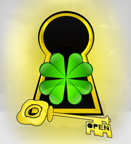 Keyhole happiness entrance with cloverleaf — Stock vektor