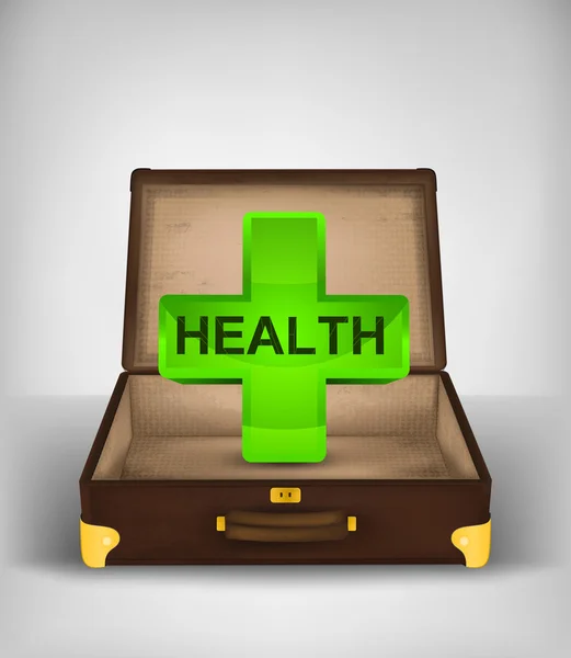 Gesundheitssymbol im offenen Reisekoffer — Stockvektor