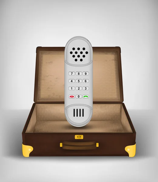 Телефонний дзвінок у валізі для подорожей — стоковий вектор