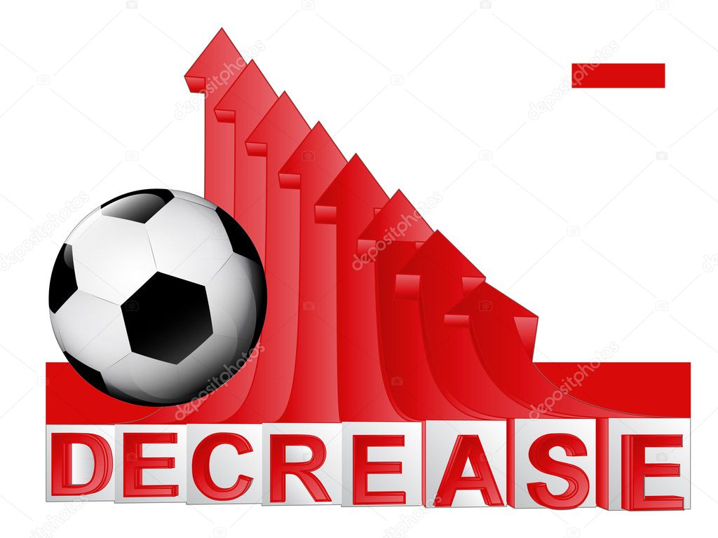 soccer ball with red descending arrow graph vector