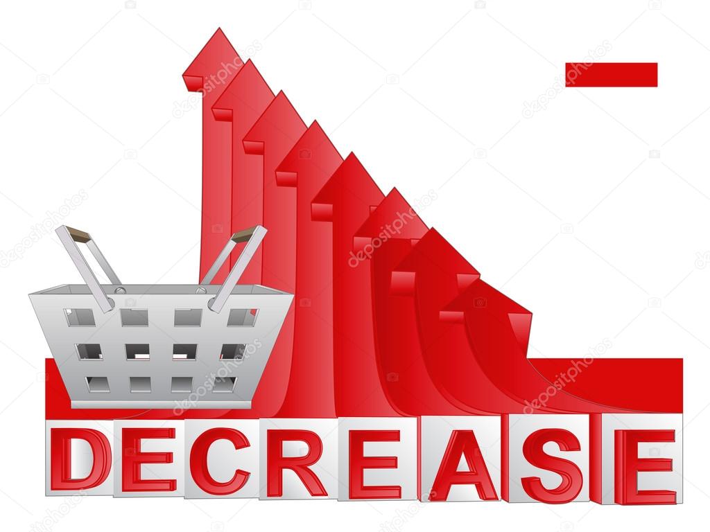 trade market basket with red descending arrow graph vector