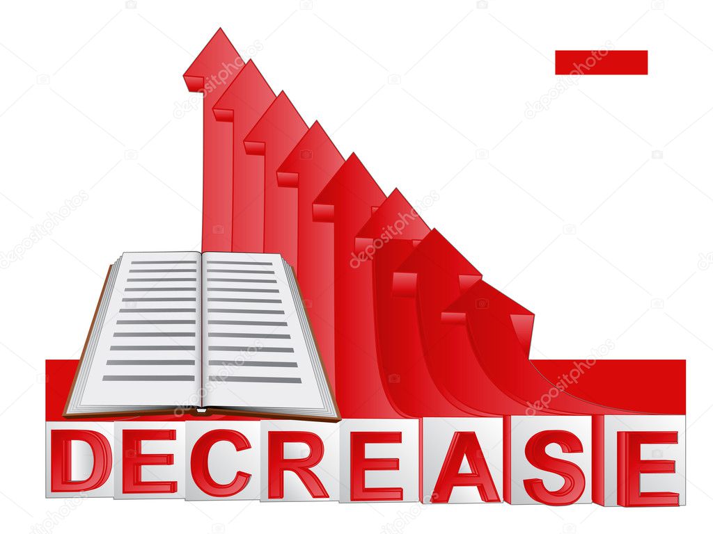 book education with red descending arrow graph vector