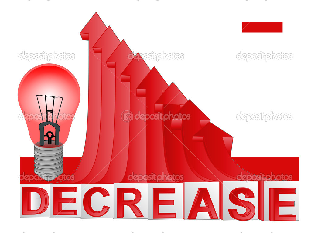 red warning bulb with red descending arrow graph vector