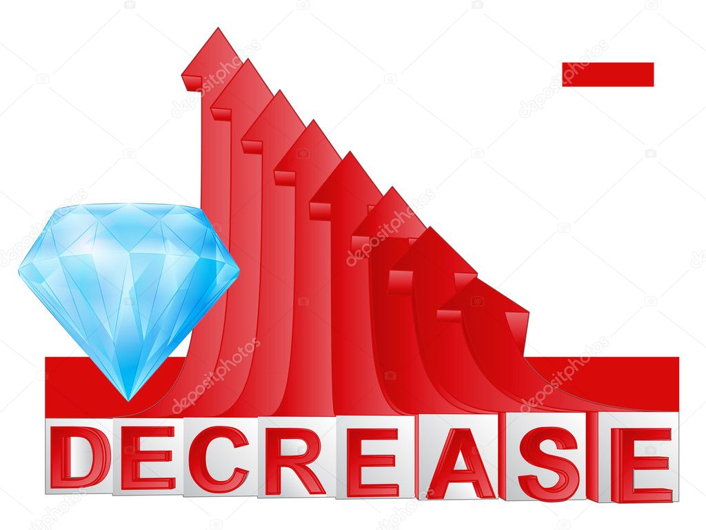 diamond business with red descending arrow graph vector