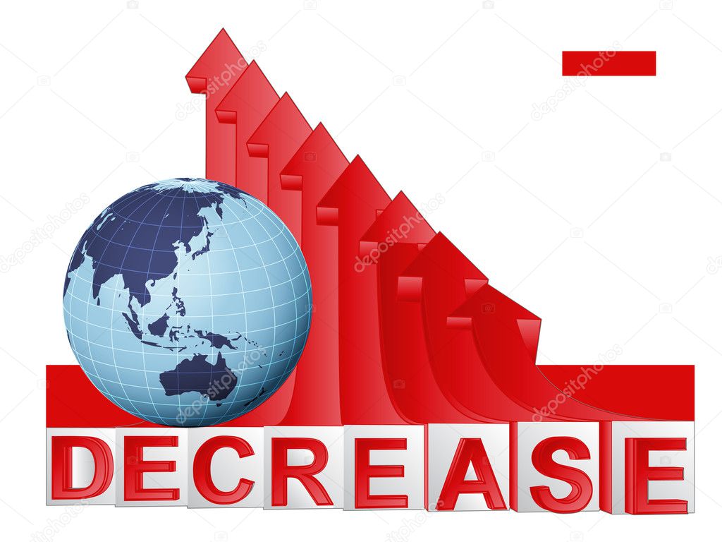 Asian countries business with red descending arrow graph vector