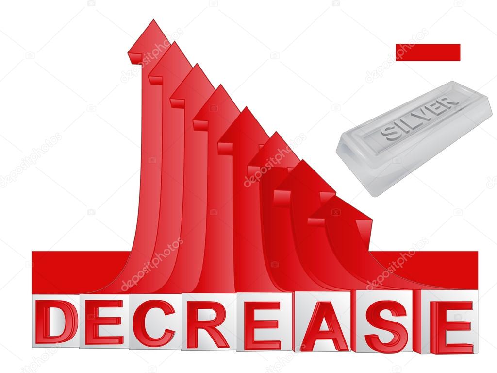 silver merchandise business with red descending arrow graph vector