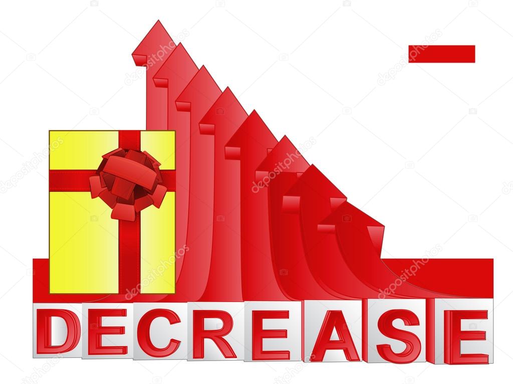 gift box with red descending arrow graph vector