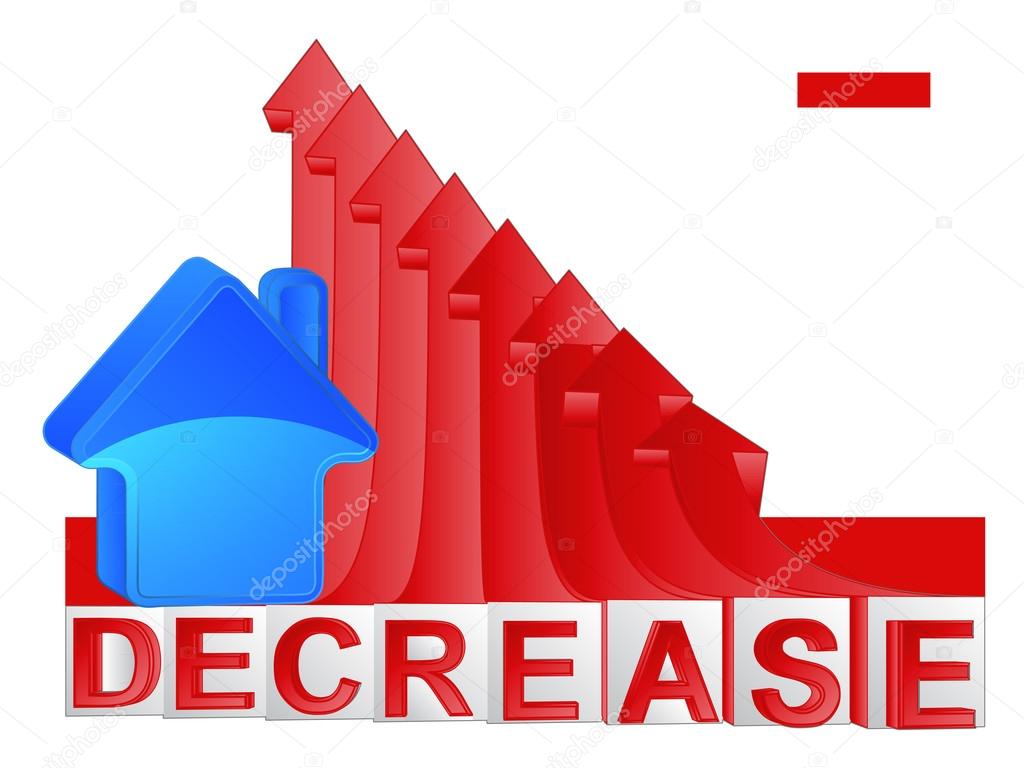 house property business with red descending arrow graph vector