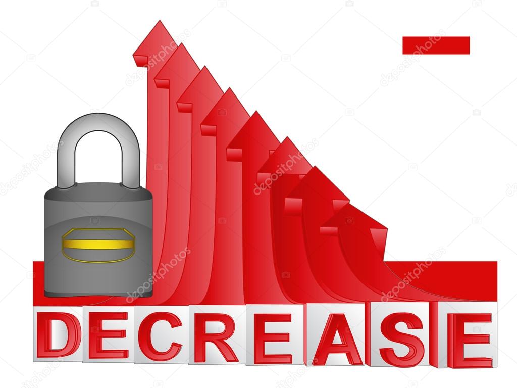 closed padlock with red descending arrow graph vector