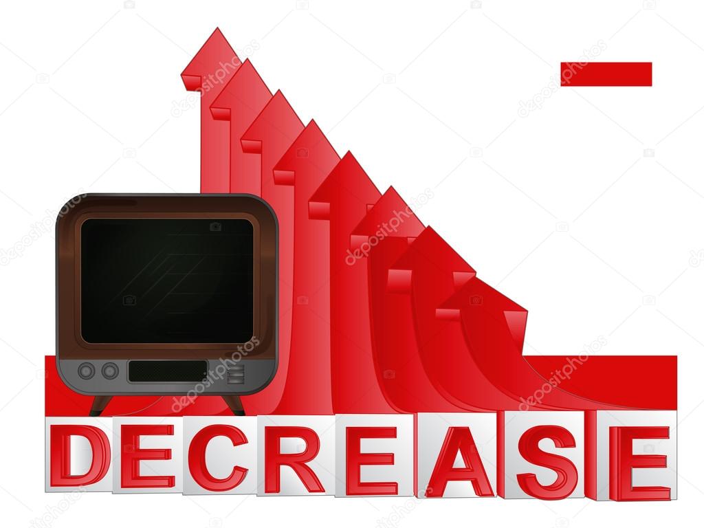 television with red descending arrow graph vector