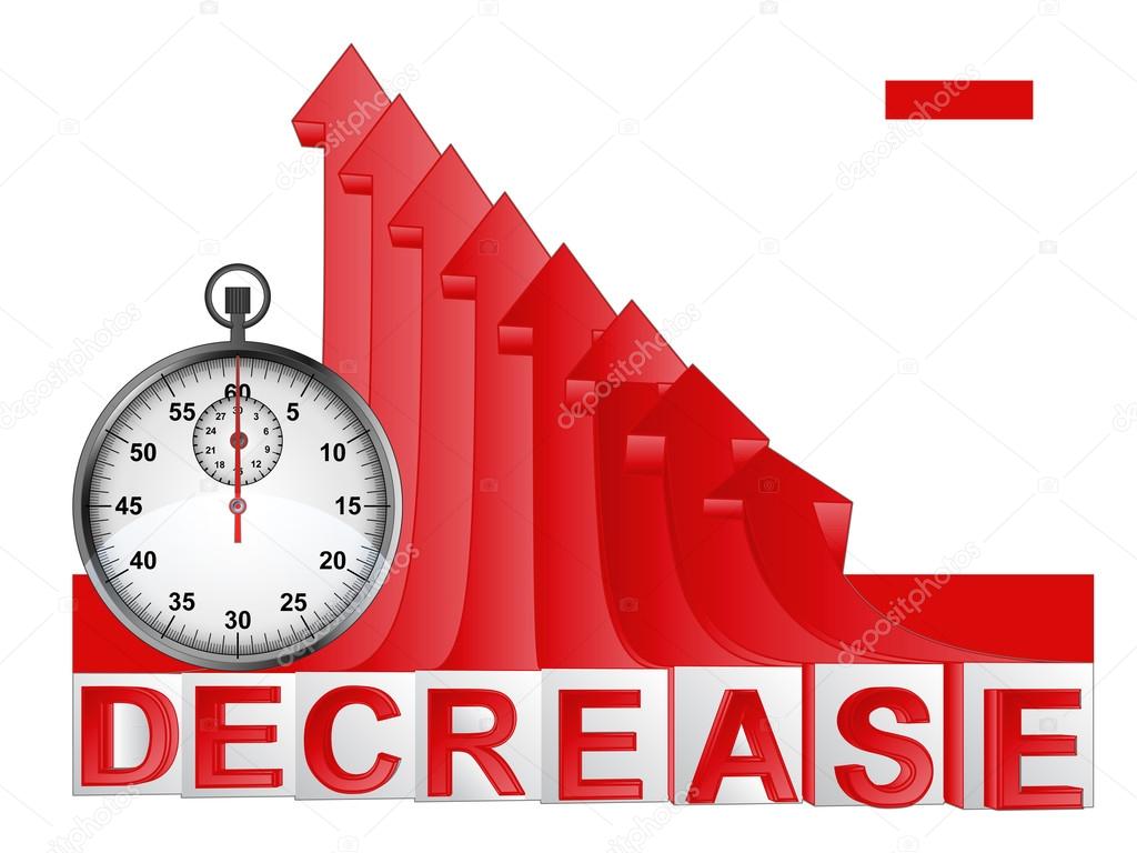 time meter with red descending arrow graph vector