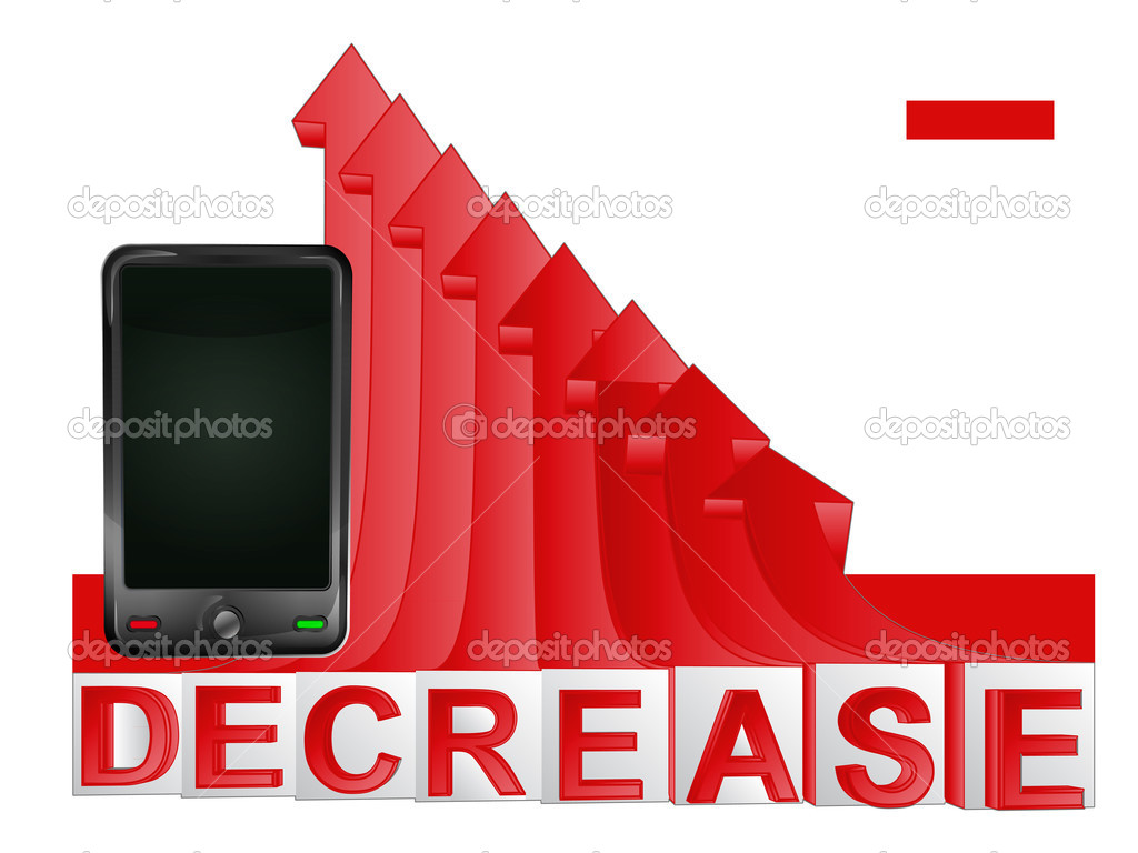 new smart phone with red descending arrow graph vector