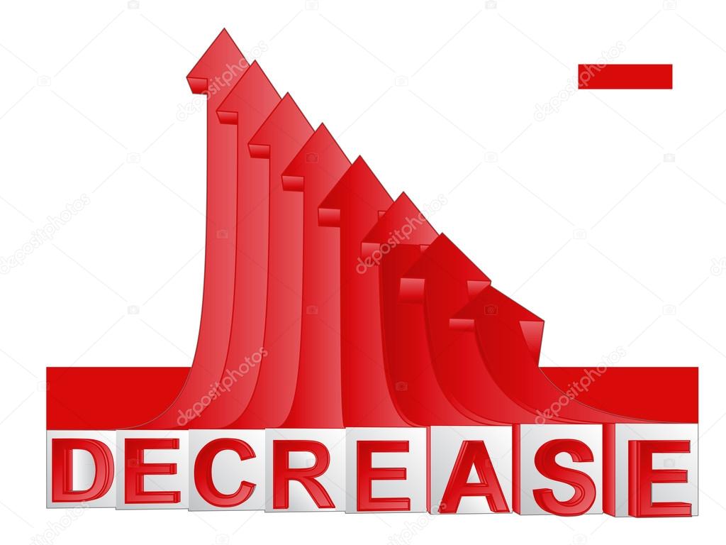 red descending arrow graph with text vector