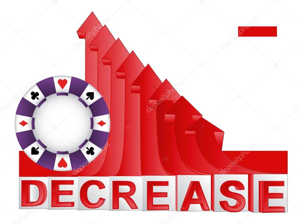 poker chip with red descending arrow graph vector