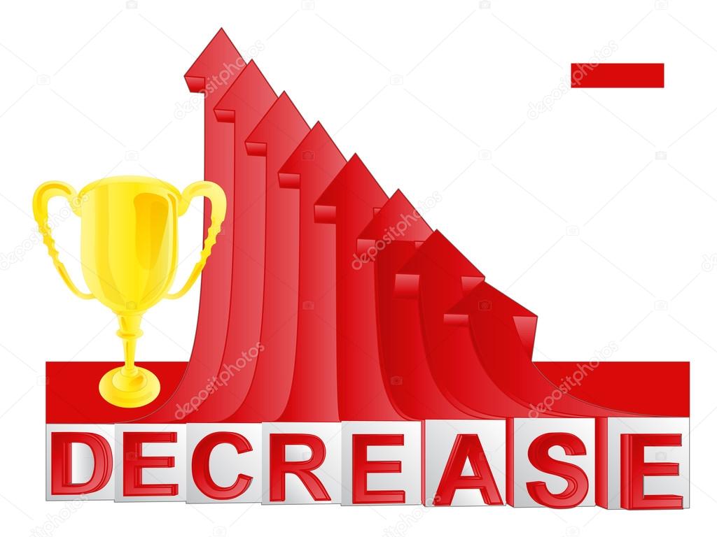 champion cup with red descending arrow graph vector