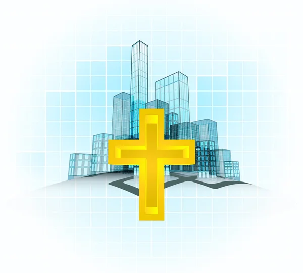 Holy life in modern office city district — Stock Vector