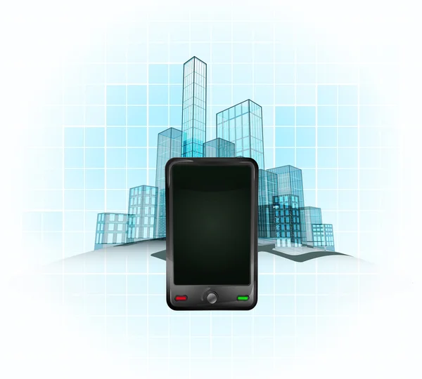 Smart telefon användning i moderna kontor city — Stock vektor