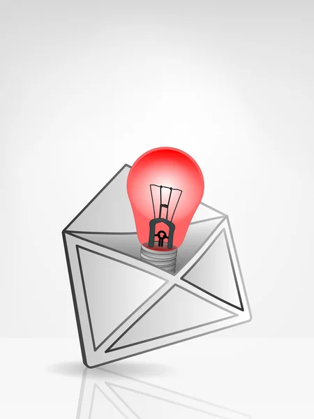 Красная лампочка в конверте — стоковый вектор