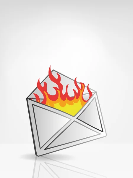 Fire flames in envelope — Stock Vector