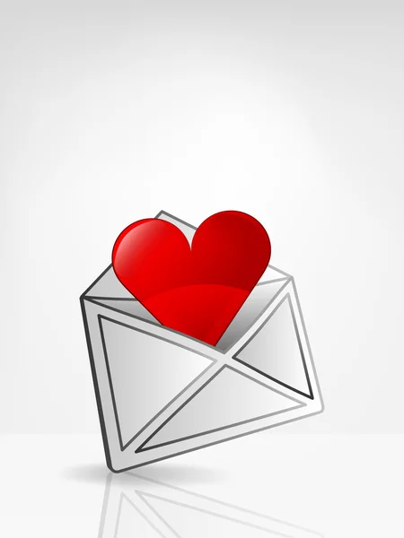 Rood hart in envelop — Stockvector