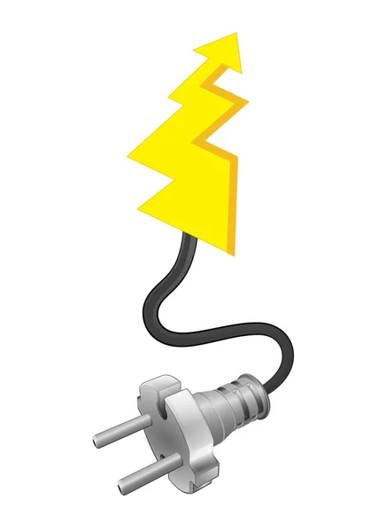 Electric thunderbolt with plug connection — Stock Vector